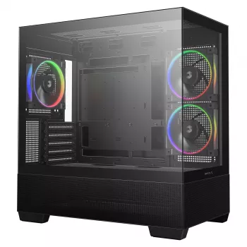 Caja semitorre PC DeepCool CG380 3F – Negra, 235×437×451 mm, compatible con 2x120 mm lateral + 1x120 mm trasero, fuente de alimentación abajo, HDD de 2,5