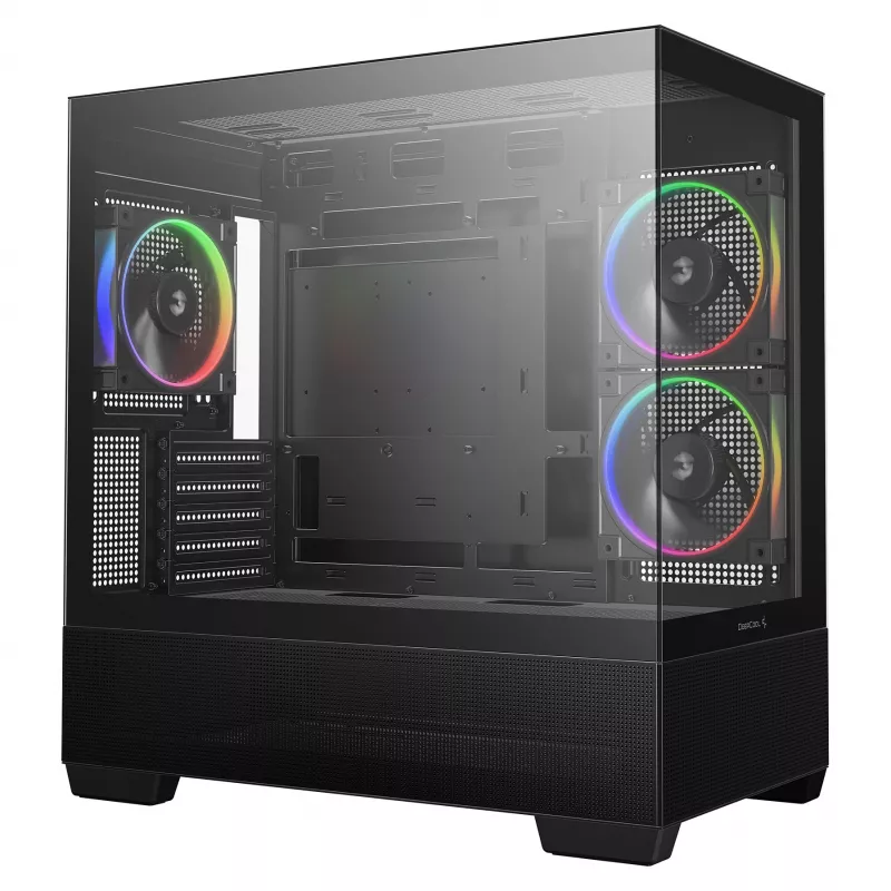 Caja semitorre PC DeepCool CG380 3F – Negra, 235×437×451 mm, compatible con 2x120 mm lateral + 1x120 mm trasero, fuente de alimentación abajo, HDD de 2,5 inch/3,5 inch