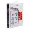 Regleta MACLEAN MCE392 W — 4 tomas de corriente F, 3×USB A, 110–240 V, 2,1 A máx., 2500 W, cable de 1,5 m, blanca