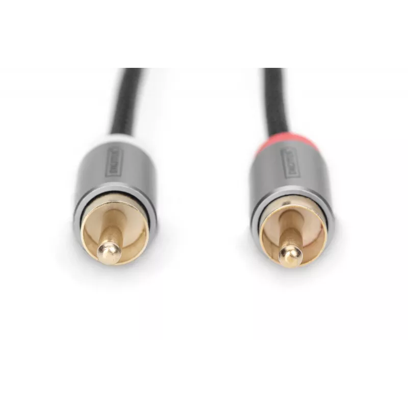 Digitus | Cable en Y estéreo de 3,5 mm a 2RCA, macho a macho | DB-510330-018-S | 3,5 mm estéreo | 2x conector RCA macho