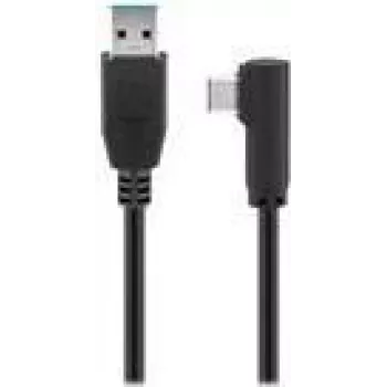 Goobay Cable USB-C™ a USB A 3.0 en ángulo de 90°, negro, 1 m - conector USB 3.0 macho (Type-A) > conector USB-C™ macho (66501)