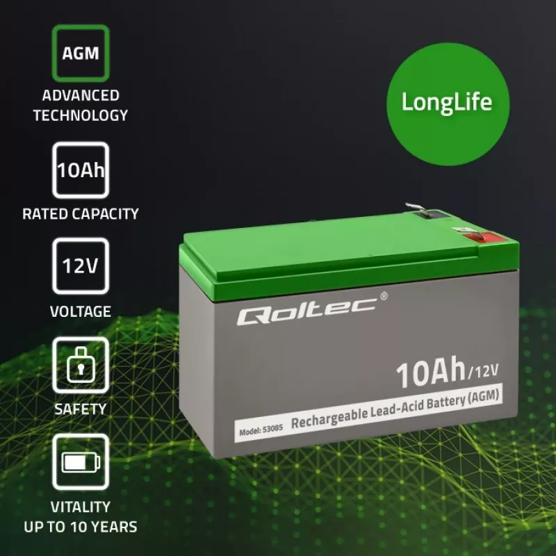 Batería AGM 12V 10Ah sin mantenimiento para SAI