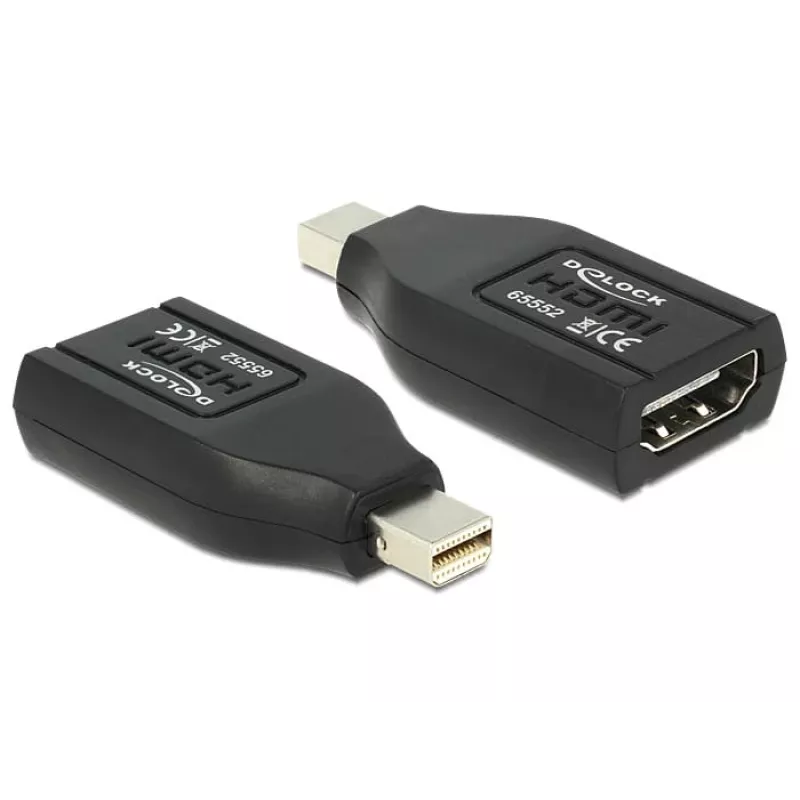 DeLOCK – Adaptador de vídeo/audio – HDMI – HDMI, 19 pines (H) – Mini DisplayPort (M) – (DisplayPort 1.1) – Negro (65552)
