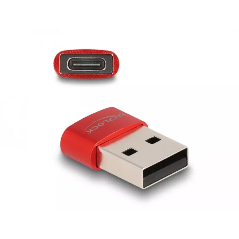 Delock - adaptador USB - USB (M) a 24 pin USB-C (H) - USB2.0 3 A - rojo (60050)