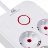 Regleta de enchufes MACLEAN MCE389 W — 6 enchufes, 4×USB-A, 1×USB-C, 2500W, 110–240V, cable de 1,5 m, blanca
