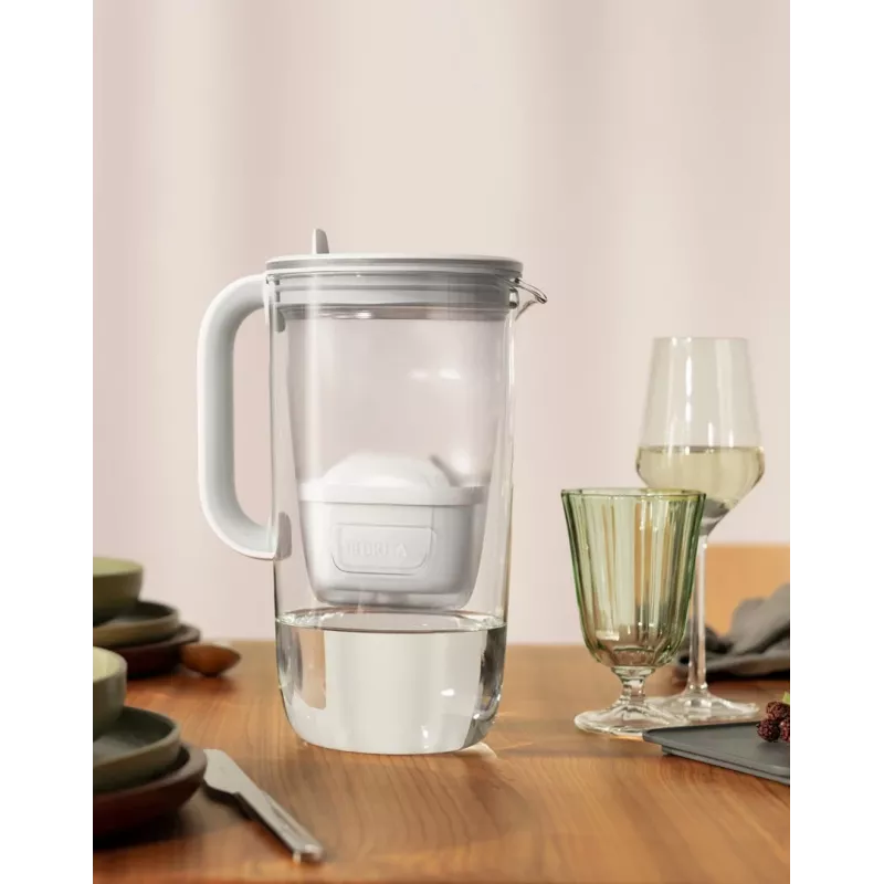 Brita Glass+1 Maxtra Pro Pure Performance jarra filtrante de cristal, 2,5 l totales / 1,5 l filtrados, apta para lavavajillas, gris