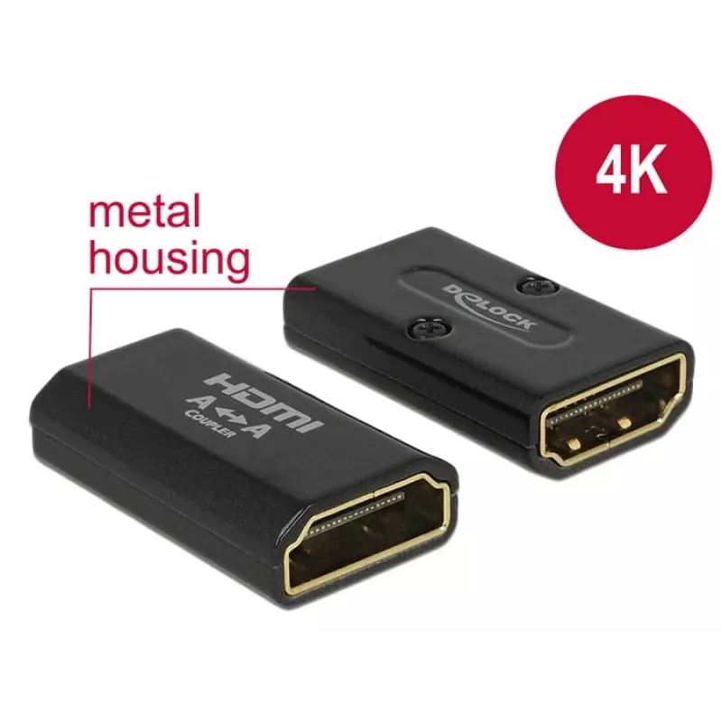 DELOCK Adaptador High Speed HDMI con Ethernet - HDMI-A hembra > HDMI-A hembra 4K Gender Changer negro