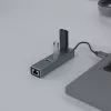 Hub USB-A SAVIO con RJ-45 Gigabit Ethernet AK-57 — 3× USB-A + RJ-45, host USB 3.2 Gen 1 Micro‑B, 5 Gbit/s, 4 puertos, gris