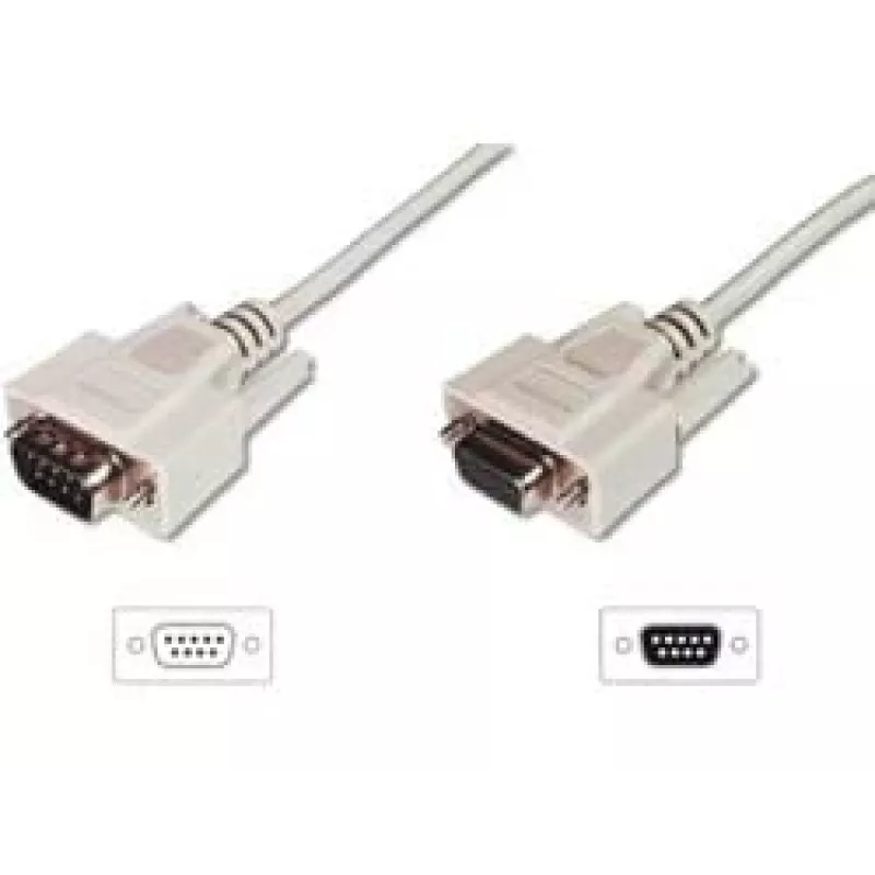 Digitus ASSMANN - Cable de prolongación serie - DB-9 (M) - DB-9 (H) - 3 m - moldeado, tornillos de mariposa - beige (AK-610203-030-E)