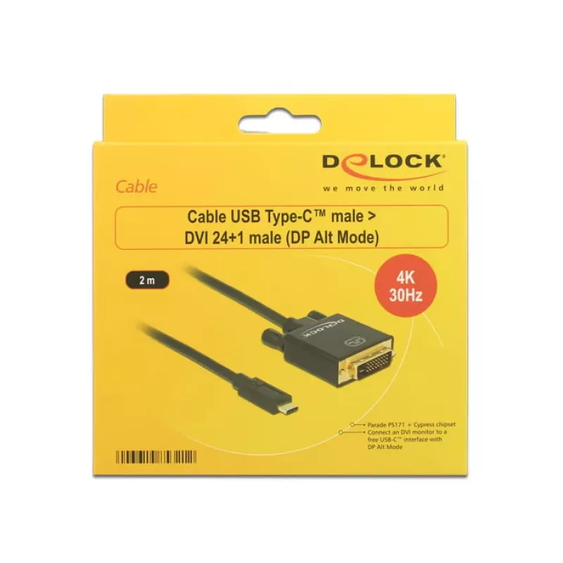 Adaptador USB-C a DVI DeLOCK 85321 2m