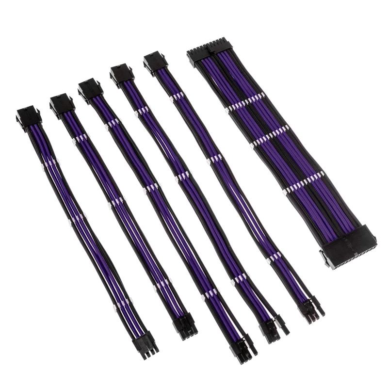 Kolink Core Adept Kit de Extensión de Cables Trenzados - Jet Negro/Titán Morado