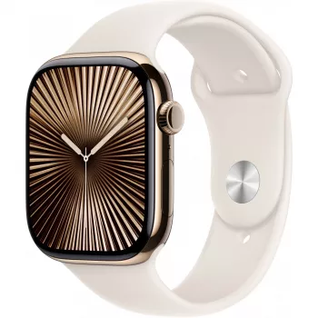 APPLE Watch Series 10 GPS + Cellular 46 mm Caja de titanio oro con correa deportiva Starlight – S/M
