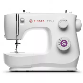 Máquina de coser mecánica SINGER M2505 – 10 puntadas, ojal automático, brazo libre, blanca