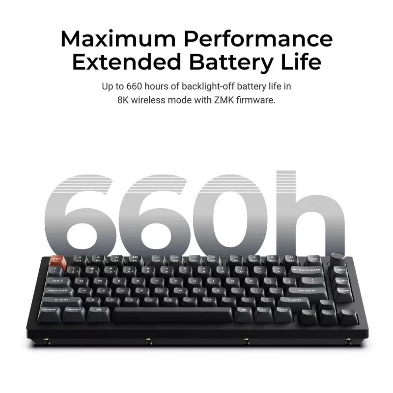 Teclado mecánico Keychron V1 Ultra 8K — formato 75%, QWERTY, Bluetooth, RGB, negro