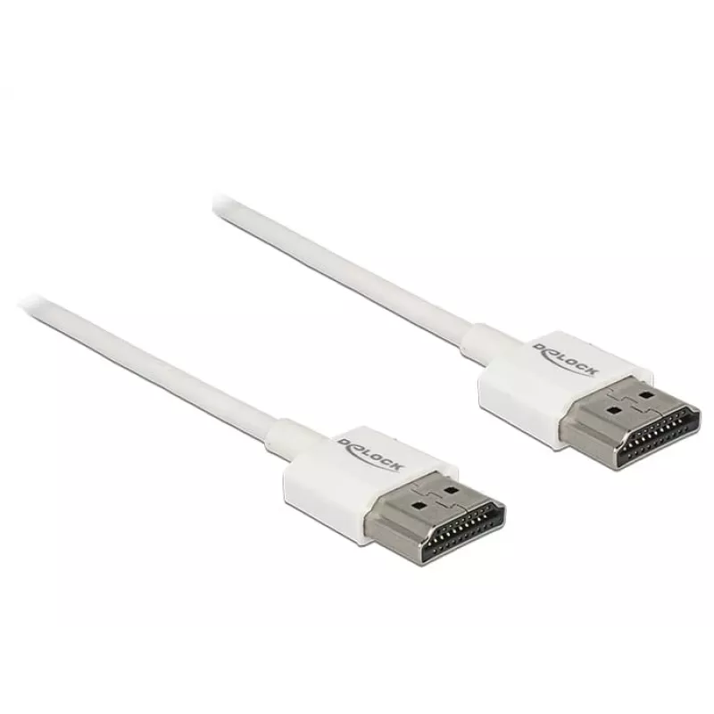 DeLOCK High Speed HDMI with Ethernet - Cable HDMI con Ethernet - HDMI (M) a HDMI (M) - 2,0 m - Triple aislamiento - blanco - Soporte 4K (85137)