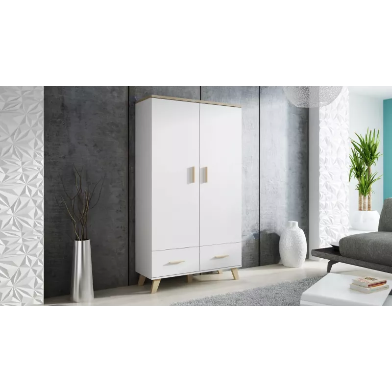 Cama Meble LOTTA 2D2D armario, blanco + roble Sonoma
