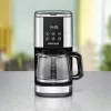 Cafetera de filtro Rommelsbacher FKM1000, depósito de agua de 1,5 L, 12 tazas, acero inoxidable/negro