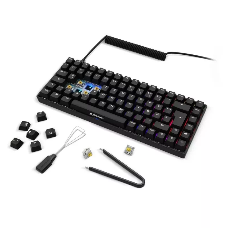 Teclado gaming mecánico Sharkoon Skiller SGK50S3 PBT negro amarillo RGB