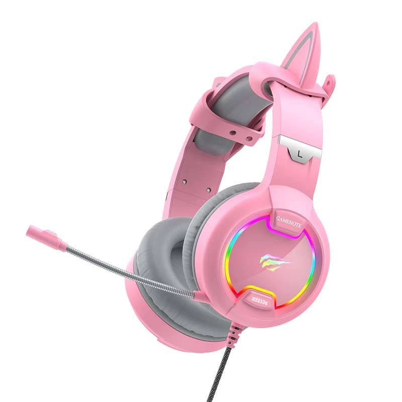 Auriculares gaming HAVIT Gamenote H2233D RGB — circumaurales, con cable, rosa