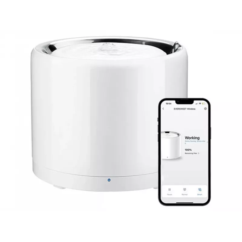 PETKIT Eversweet 3 Pro UVC fuente de agua automática para perros y gatos, bomba inalámbrica, ABS/silicona/acero inoxidable, blanca
