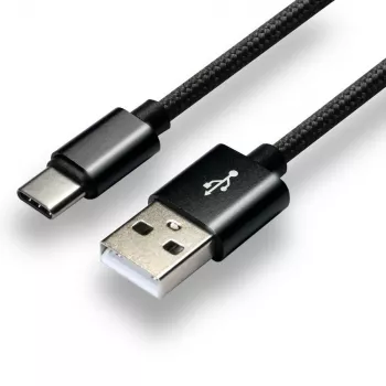Cable everActive USB-C 1 m - negro, trenzado, carga rápida, 3 A - CBB-1CB