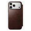 Funda para móvil Nomad Modern Leather Folio para iPhone 17 Pro Max — marrón, cuero, pantalla de 6,3