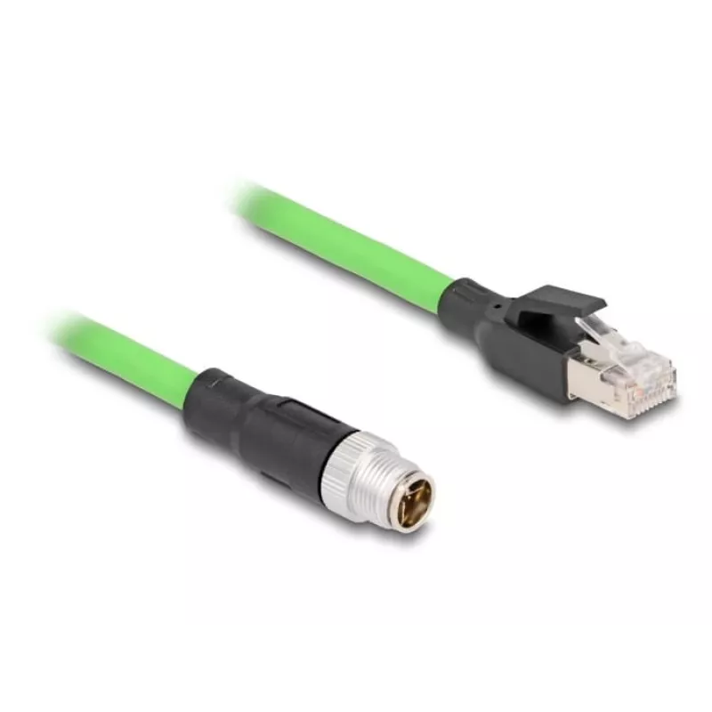 Cable de red DeLOCK M12 cable X-codificado 8 polos conector macho a conector macho RJ45 PUR (TPU) 1 m