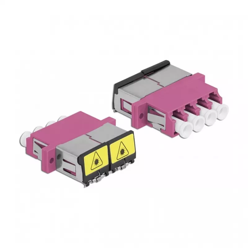 Acoplador de fibra óptica DeLOCK 86906 LC cuádruple hembra a LC cuádruple hembra multimodo violeta