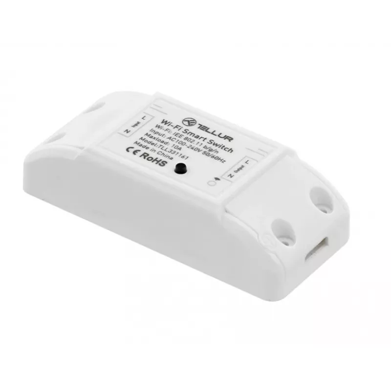 Interruptor WiFi en línea Tellur TLL331161 2200W — relé inteligente en línea para lámparas y dispositivos