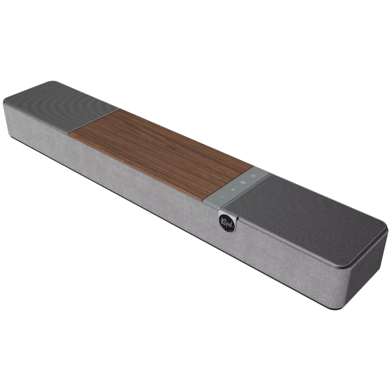 Barra de sonido KLIPSCH Flexus CORE 100 — 2.1 canales, 100 W, subwoofer integrado, gris/nogal