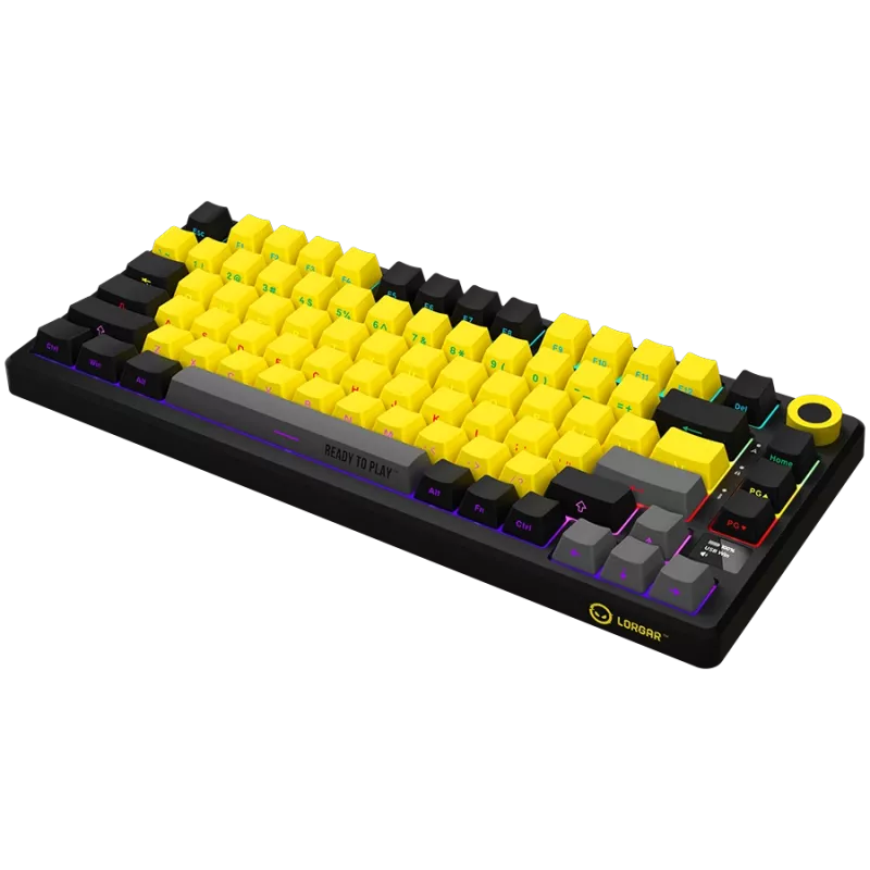 Teclado gaming mecánico inalámbrico LORGAR KBP7075W — Negro/Amarillo, distribución EN