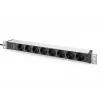 Regleta de enchufes Digitus con perfil de aluminio, 8 tomas de seguridad, cable de 2 m, conector IEC C20