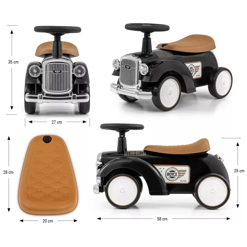 Correpasillos milly mally Royce negro – Carrito con empuje para niños, diseño compacto, Modelo 5923