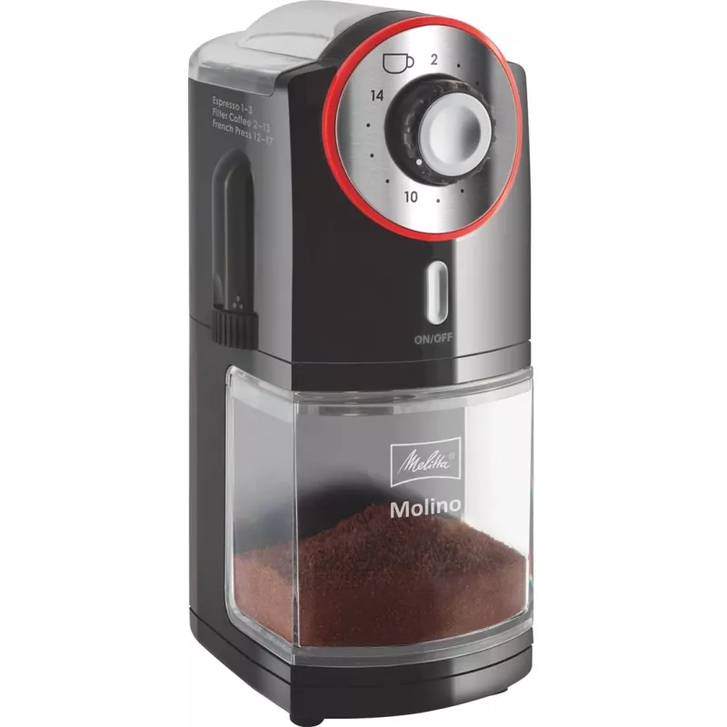 Melitta Molino 100 W Negro, Rojo, Acero inoxidable