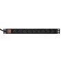 Unidad de distribución de corriente GEMBIRD EG-PDU-9F2F — 9 tomas francesas (tipo E), rack 1H, 16A, cable de 2 m