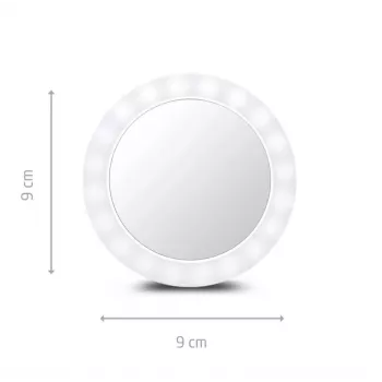 Espejo de maquillaje de pie Medisana 23603 — redondo blanco, a pilas, plegable, iluminación integrada