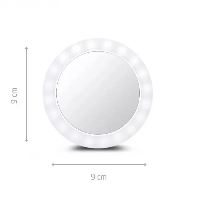 Espejo de maquillaje de pie Medisana 23603 — redondo blanco, a pilas, plegable, iluminación integrada