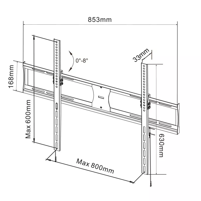 Akyga AK-MB-09 soporte de pared fijo para TV, 37-85 pulgadas, 60 kg, VESA 800x600, negro