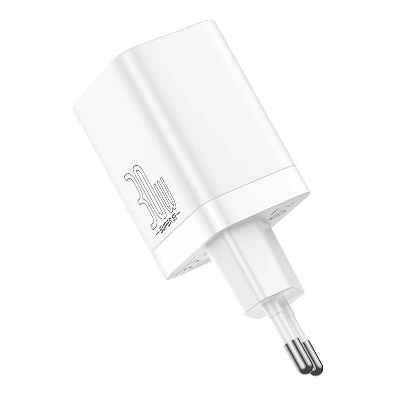Cargador rápido Baseus Super Si Pro USB + USB-C 30W (blanco)