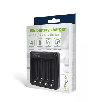 Cargador de pilas Gembird BC-USB-03 compatible con USB AA AAA Negro