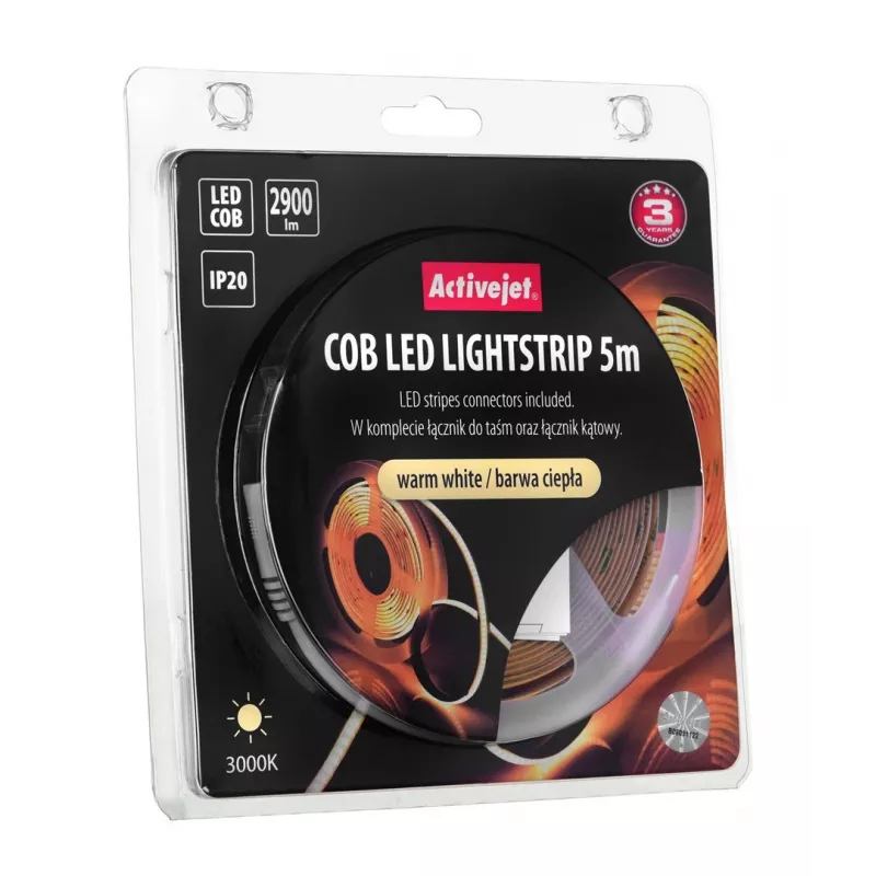 Tira de luz Activejet AJE-COB 5m blanco cálido universal para interior