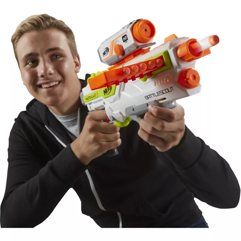 Bláster de juguete HASBRO Nerf BattleScout ICS-10 FFP B1756F030 – Bláster de dardos de espuma, un solo disparo, riel táctico