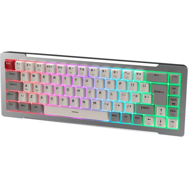 Raijintek MGA-68 teclado gaming, switches Hejin Magnetic Yellow, distribución DE, plateado