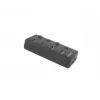 Natec Mantis 2 NHU-1557 hub USB 3.0 de 4 puertos, entrada USB Type-B, interruptores de encendido/apagado, adaptador de corriente, negro