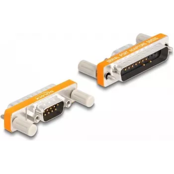 Adaptador de cable DELOCK D-Sub 9 pines a D-Sub 25 pines, contactos dorados, naranja/plata