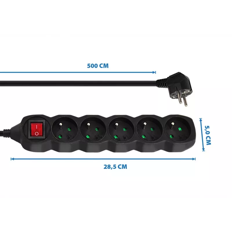 Alargador Esperanza ELK216K 5 m 5 toma(s) de CA para interiores negro