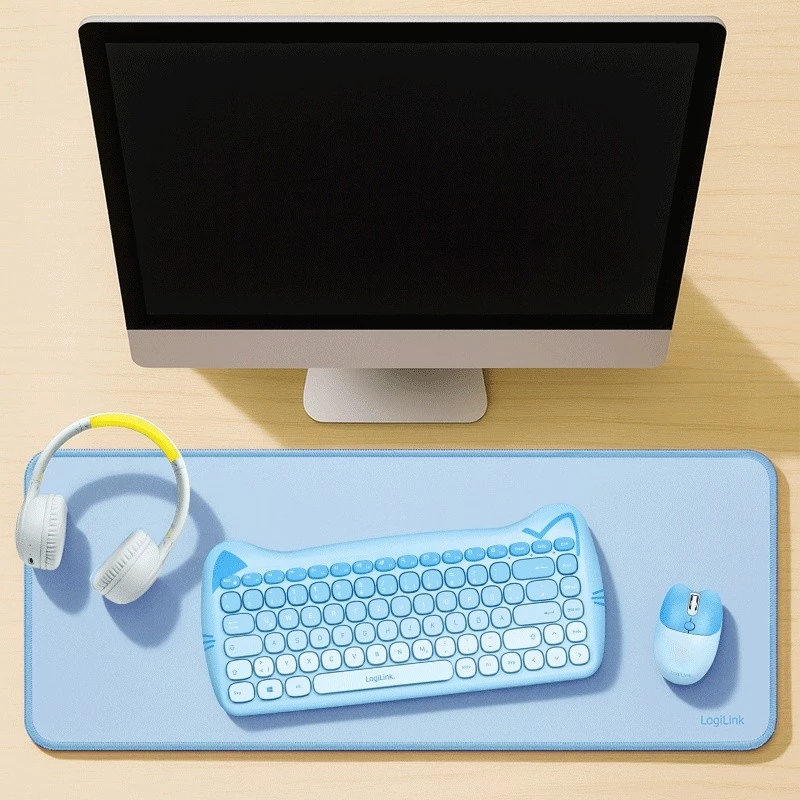 Alfombrilla XXL para ratón y teclado, azul