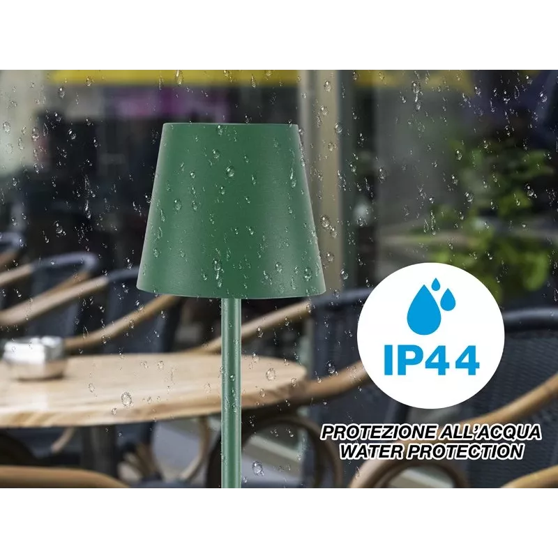 Beper P201UTP115 lámpara de mesa LED recargable, 1,5 W, interruptor táctil, regulable, adaptador para botella de 33 mm, resistente al agua, verde