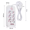 Regleta de enchufes MACLEAN MCE389 W — 6 enchufes, 4×USB-A, 1×USB-C, 2500W, 110–240V, cable de 1,5 m, blanca