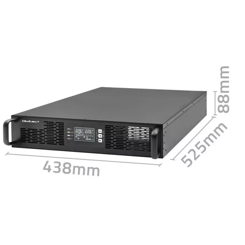 SAI Qoltec AWARYJNY DO RACK 3KVA 3000W factor de potencia 1.0 LCD EPO USB online (3VA, 3000W, SAI online de doble conversión), SAI